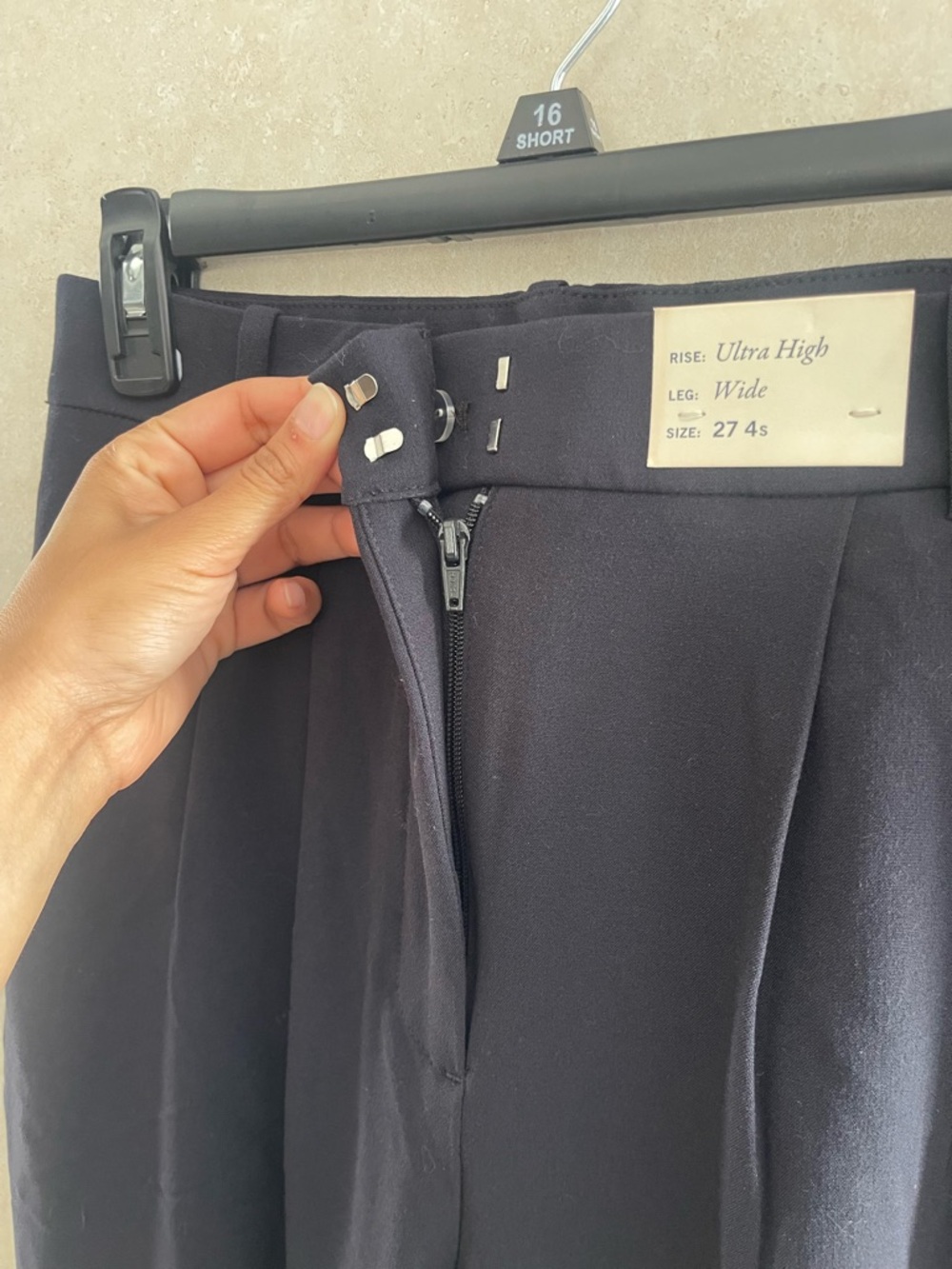 NWT Abercrombie Sloane Tailored Wide Leg Pants Navy Blue Size 27 Dress - Picture 8 of 10